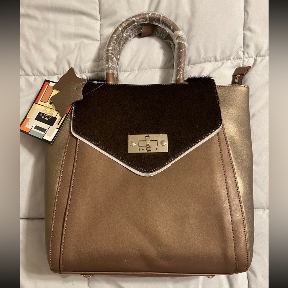 BNWT Sharif Leather And Calf Hair 4-Way Convertible Bag